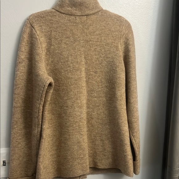 Cozy Tan Button Large wool blend cardigan sweater by Adrienne Vittadini - Picture 5 of 9